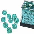 Time2Play 12 mm D6 Cube Borealis Luminary Dice, Teal with Gold Numbers, 36PK TI3301155